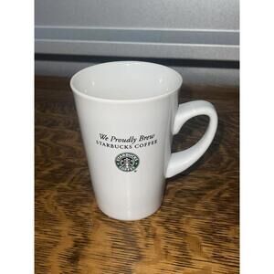 We Proudly Brew Starbucks Coffee Tall Mug Cup 12 oz White 2008 Mermaid Logo